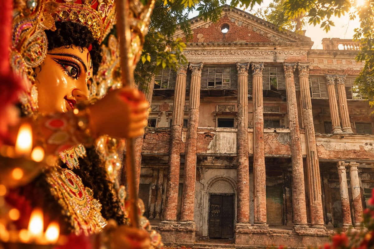 সত্যজিতের শুটিং স্পট, আজও নিমতিতা রাজবাড়িতে দুর্গার মুখ উজ্জ্বল করে ‘জলসাঘরে’র ঝাড়লণ্ঠন